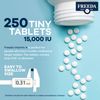 Freeda Vitamin A 15,000 IU – Retinyl Palmitate – Vegan, Kosher, No Fish – Eye, Vision, Immune & Skin Support – Tiny Easy-to-Swallow Tablets – VIT A Vitamina A Supplement – 250 Tablets