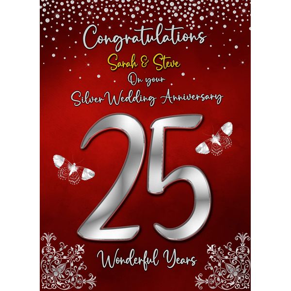 Personalised Silver 25th Wedding Anniversary Card (Special Couple)
