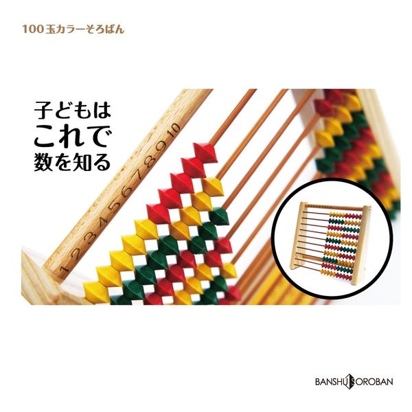 Daiichi Banshu Abacus SO-130 Educational Toy, Made in Japan, 100 Ball Color Abacus