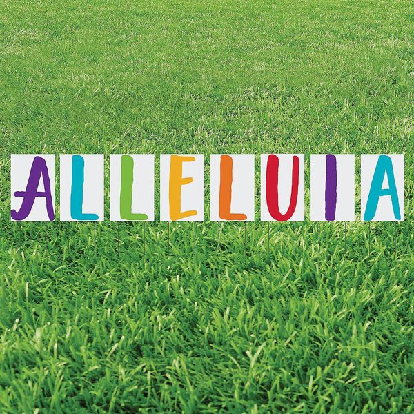 Alleluia Yard Stakes, Party Decor, 8 Pieces