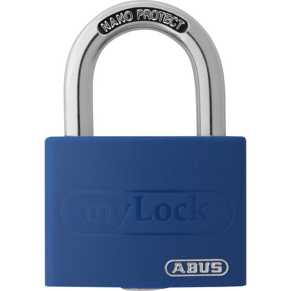 ABUS padlock T65AL/40 myLOCK - individually writable - locker lock - solid aluminium lock body - ABUS security level 5 - blue
