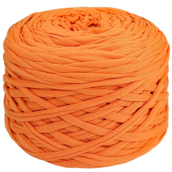 400g T-Shirt Yarn Elastic Fabric Crochet Cloth Yarn for DIY Knitting, 130 Yards Spaghetti Yarn Thick Knitting Yarn for Hand DIY Bag Basket Cushion Crocheting Projects,Home Decor（Orange）