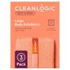 Cleanlogic Bath and Body Exfoliating Body Scrubber, Large Exfoliator Tool for Smooth and Softer Skin, Daily Skincare Routine, Assorted Colors, 3 Count Value Pack