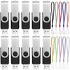 USB 2.0 128MB USB Flash Memory Low Capacity USB Memory Set Rotating Memory Stick (Not 128GB, 10 Pieces, Black)