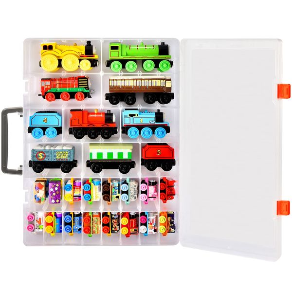 ALCYON Toy Organizer Storage Case Compatible with Thomas & Friends MINIS Engines/for MINIS Toy Trains/for Trackmaster/for Fisher-Price and More (Box Only)-White