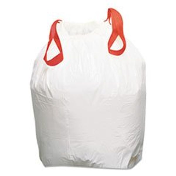 Boardwalk Drawstring Low-Density Can Liners, 13Gal, 0.8 Mil, White, 100/Carton