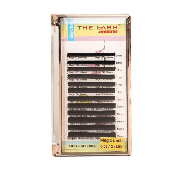 THE LASH SUPPLY Easy Fan Volume Eyelashes, Magic Lashes Extension Professional Supplies, C/D Curl, 9-20mm Length, 0.05 Thickness, Black Matte Lashes, Lash Mixed Length Tray