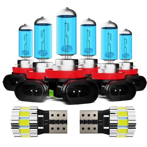 ZPXGIZT Light Bulbs Fit For Ford Transit 2015-2019 Connect, High Performance Halogen Headlight Bulb And License Plate Lights Combo, H11 H11 H11 High Low Beam Fog Lights, 6000K White Light, Pack of 8