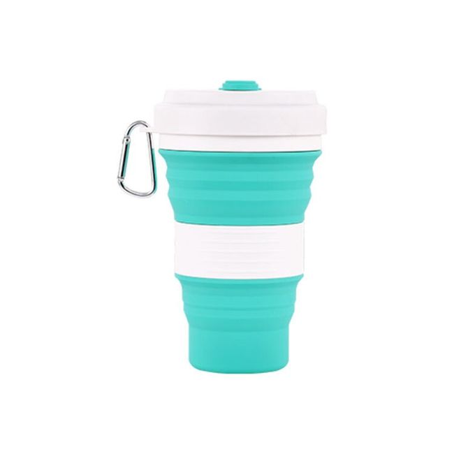 Gray Collapsible Coffee Cups With Reusable Silicone Straw, 18 Oz / 550 Ml