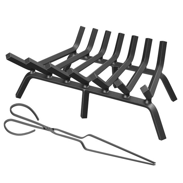 MESTYL Fireplace Grate 24 Inch Heavy Duty Wrought Iron Fireplace Log Grate, 3...