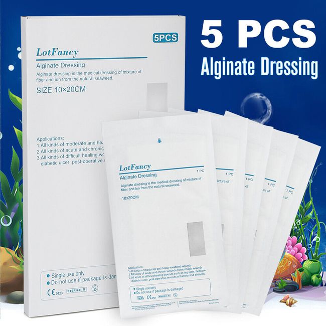 4"x8" Calcium Alginate Wound Dressing Pads Patches Antimicrobial Sterile Padding