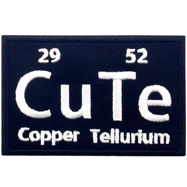 Cute Element Periodic Table Copper Tellurium Embroidered Iron On / Sew On Patch