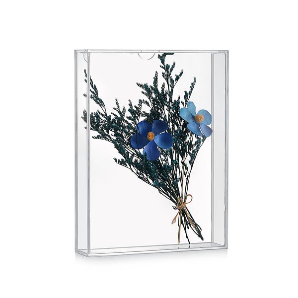 MarccTipton 5x7 Shadow Box Frame, Acrylic Photo Picture Frame, DIY Tabletop Display Case, All Clear Memory Box for Dried Flowers/Kids Room/Birthday/Wedding/Party/Shop Decor (1.1” Interior Depth)