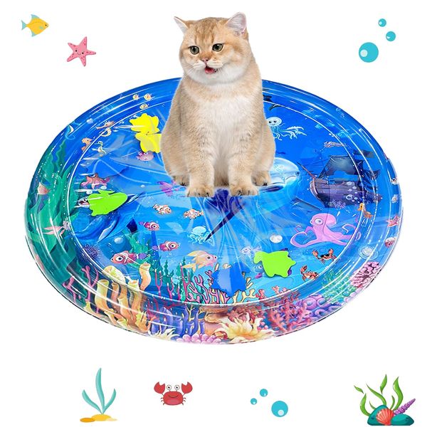 Lulong Water Sensory Playmat for Cats, Cat Toys for Bored Indoor Cats, Innovative Water Sensor Mat for Cats Pet Cooling Mat for Summer（Circle）