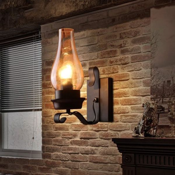 LightInTheBox Rustic Wall Sconce Vintage Farmhouse Wall Light Fixtures Industrial Glass Wall Lamp for Cabin Bedroom Living Room Hallway Fireplace (1PCS )