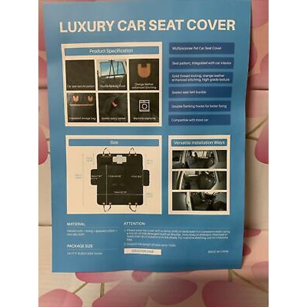 🕋 Luxury Car Seat Cover Dog 4-in-1 Scratch Proof Pet Car Seat Belt🆕GEGD093AB