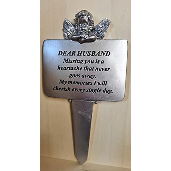 Grey Cherub Memorial stake Husband approx 8.5 inches