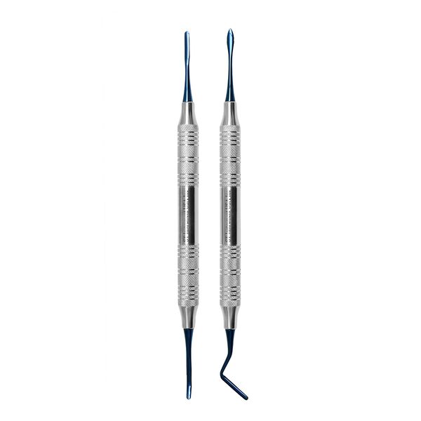 Dental Periotomes for Atraumatic Extraction Luxating Serrated Thin Straight Curved and Angled Double Ended Handle 9, Code PTK01