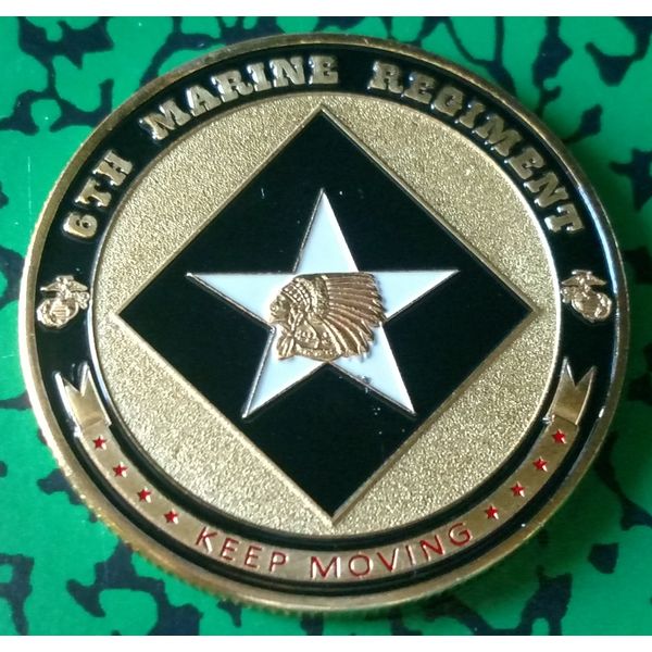 Marine Corps 6th Marine Regiment Military Colorized Challenge Art Coin