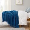 BOURINA Textured Solid Soft Sofa Throw Couch Cover Knitted Decorative Blanket,Royal Blue, 152x203cm