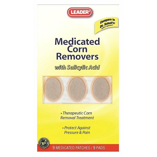 Leader Medicated Corn Removers Pads with 40% Salicylic Acid 9 Count Pack of 2