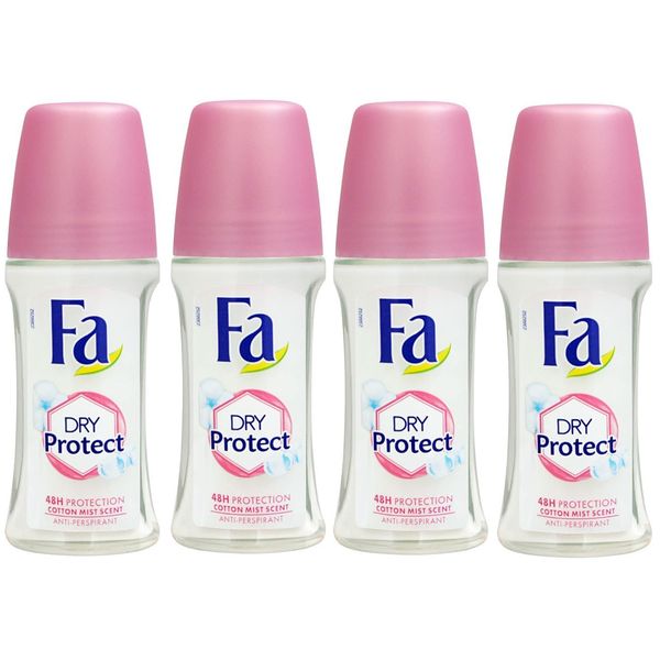 Fa Deodorant 1.7 Ounce Roll-on, Men & Women, 50ml - 4 Pack (Dry Protect)