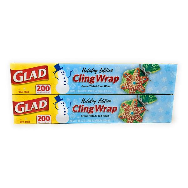 Glad Holiday Cling Wrap Plastic Wrap - Green - 200sq ft (Pack of 2)