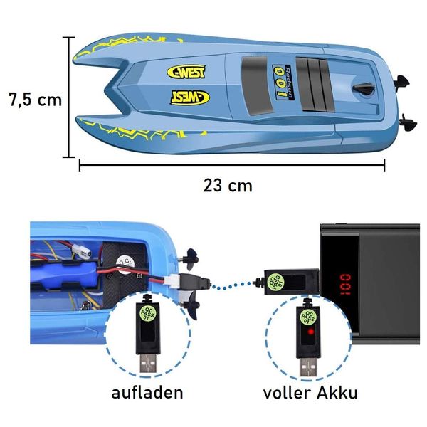 s-idee® H126 RC Boat ferngesteuertes Boot 2,4 GHz 10 km/h