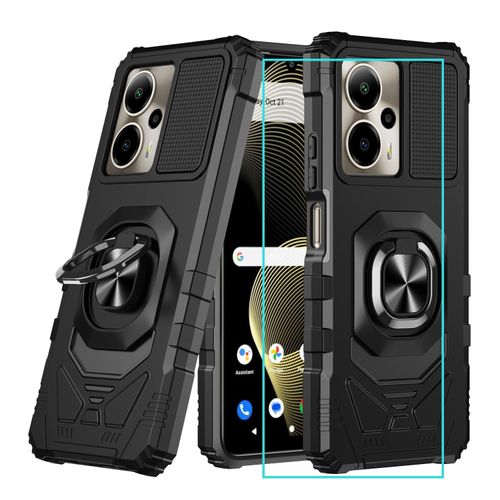 for Cricket Outlast 5G 2024 Case/AT&T Motivate Pro 5G Case with Screen Protector,Dual Layer Military Grade Protection with Ring Stand Phone Case for Cricket Outlast 5G/ATT Motivate Pro 5G Black