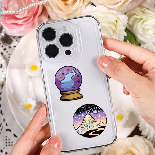 50 Pack Magic Witch Holographic Stickers for Teens- Transparent Waterproof PET Stickers for Journal, Phone Case, Cup, Laptop, Scrapbook- Ins Aesthetic Scrapbook Decorations