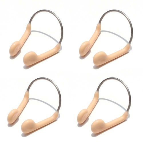 TOPLETAOSJU 4 Pcs Swimming Nose Clip Training Nose Plugs Protector Nose Clips Swimming Competition Protector with Storage Cases for Adults Water Sports Pool Beige