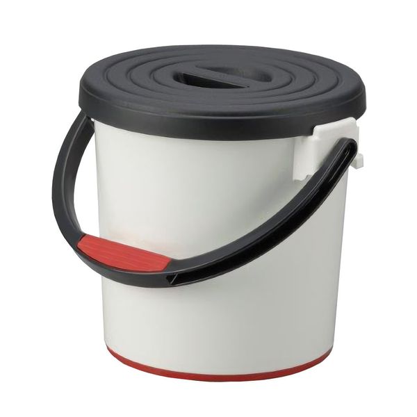 Inomata 3222 Splash 5 Bucket with Lid, White, Approx. 10.8 x 9.8 inches (27.4 x 24.8 cm)