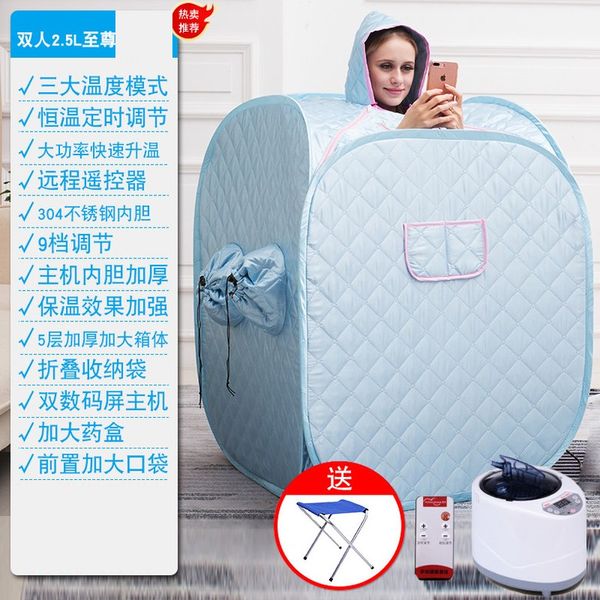 Steam Sauna Home Sauna Mobile Steam Steam Dehumidification Sauna Dry Home Sauna for Home, 2.5L Double Supreme Upgrade-Pink