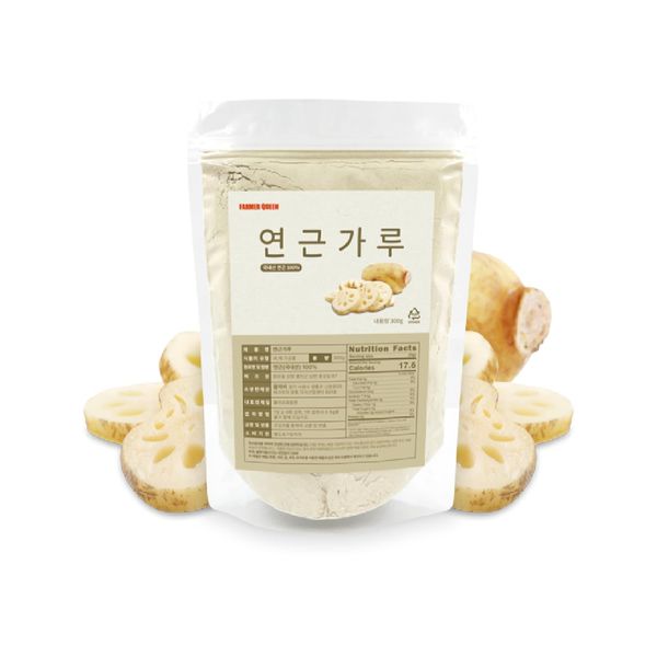 FARMER QUEEN Korean Lotus Root Powder Contains Amino Acid Vitamin B, C Arginine Mucin for Baking & Drinks 300g