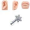 16G Titanium Internally Threaded Floral CZ Tragus Labret Lip Ear Helix Stud