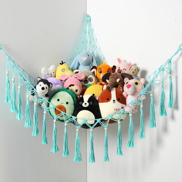 Macrame Boho Teddy Bear Hammock - Soft Toy Net Storage For Kids Room