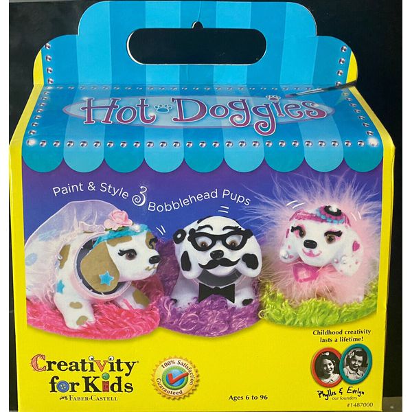 HOT DOGGIES Creativity For Kids Craft Kit – Paint & Style  3 Bobble-Head Pups