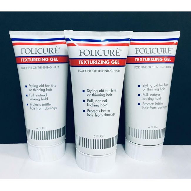 Folicure Texturizing Gel For Fine or Thinning Hair - 3 Pack (6 fl oz each)