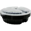 33oz 3-Compartment Round Meal Prep Containers with Lids Black 100pcs