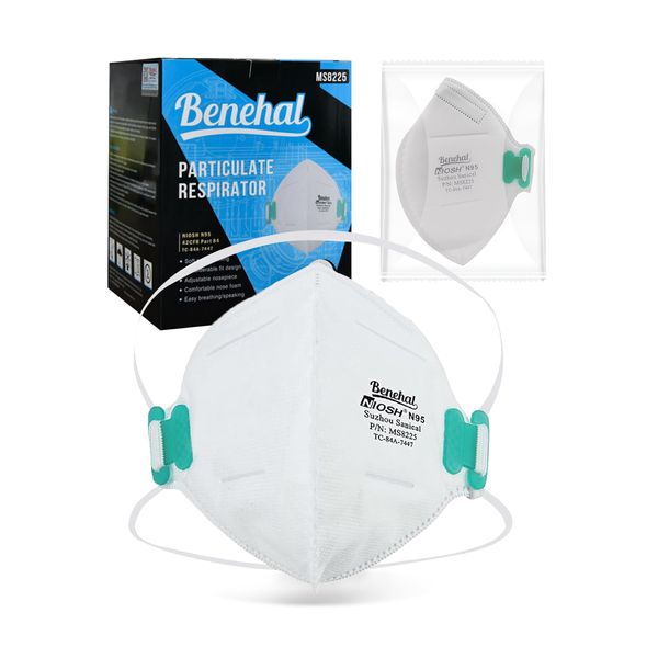 SIAFEI N95 Mask, NIOSH Certified, Non-woven Fabric, High Performance, Individual Packaging, Over the Head Type (20 Sheets/400 Sheets), 4 Layer Construction, Disposable, Foldable, Adjustable Elastic