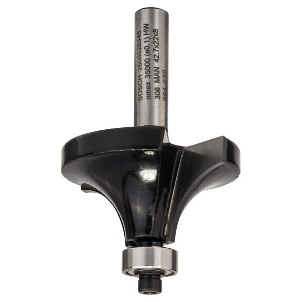 Bosch Accessories 2608628345 Rounding Router Bit, Silver, 8 mm, R1 15 mm, L 20 mm, G 66 mm (pack of 1)