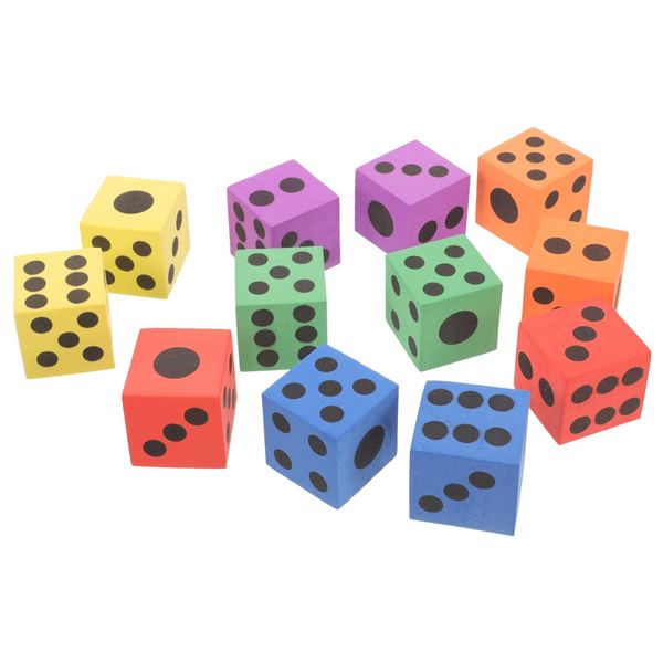 Gatuida Foam Dice Set: 12pcs Soft Foam Dot Dice Table Games Colourful Foam Dot Dice Set Cubes Block Dice for Board Games Party Favors