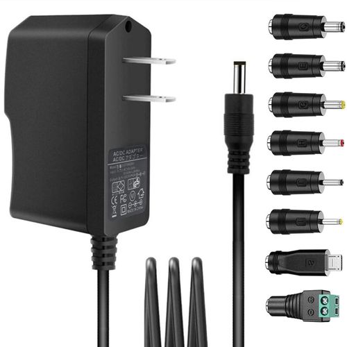 Universal AC Adapter 6V 2A Power Supply with 8 DC Plug Tips 12W AC110V to DC6V 2000mA 1500mA 1000mA 500mA Power Driver for Digital Blood Pressure Monitor Charger 6volt AC DC Adapter (DC6V-2A)
