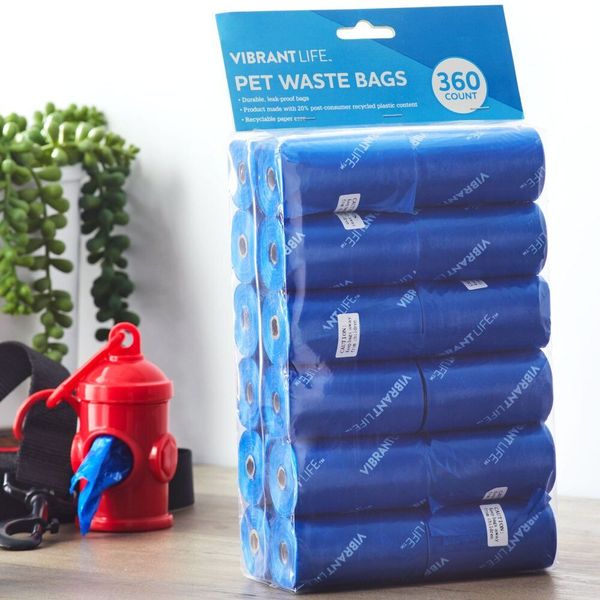 Vibrant Life 360 PET WASTE BAGS | DURABLE | LEAK-PROOF | 24-ROLLS | Dog Suppies