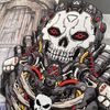 Bone CYBR - Skull Mecha Cyber Embroidery Patch #1 Executioner