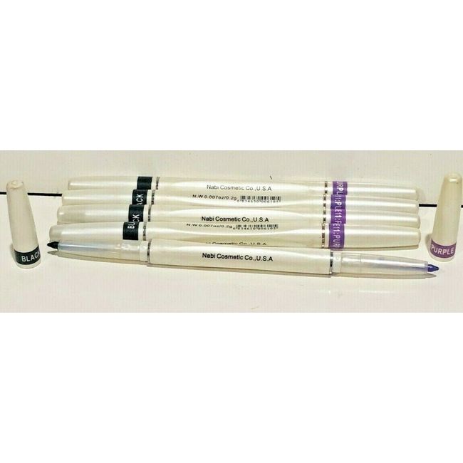 NABI RETRACTABLE PROFESSIONAL DUO EYELINER BLACK AND AE11 PURPLE SET OF 5