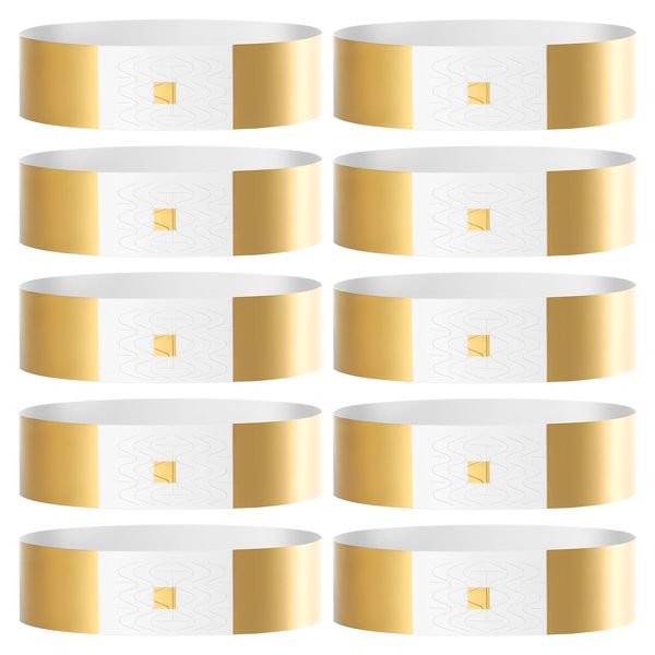 Gold Paper Event Wristbands Arm Bands, 300 Pcs Paper Wristbands for Events, Gold Event Wristbands Waterproof Party Wristbands Arm Bands, Event Wristbands for Party Events Clubs Concert Music Festival