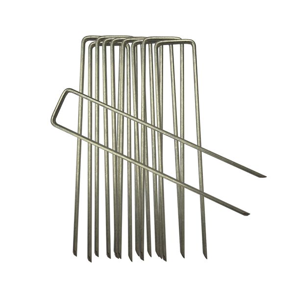 10-1000, 6 Inch, Galvanised Garden Anchor Pegs, Corona Membrane Pins, Secure Weed Control Fabric (50)