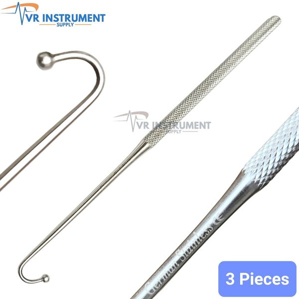 Spay Snook Hook 6.5" Veterinary Surgical Instrument German Stainless Steel 3 Pcs