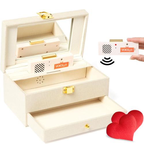 VOICEGIFT Memory Box Voice Recorder - Decorative Keepsake, Wooden Memory Box with Lid, Gift Box for Keepsake, Organizer for Toys, Photos, and More | Natural